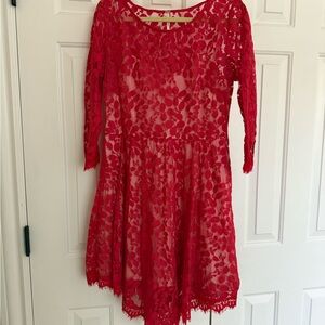 Red Lace Free People Dress